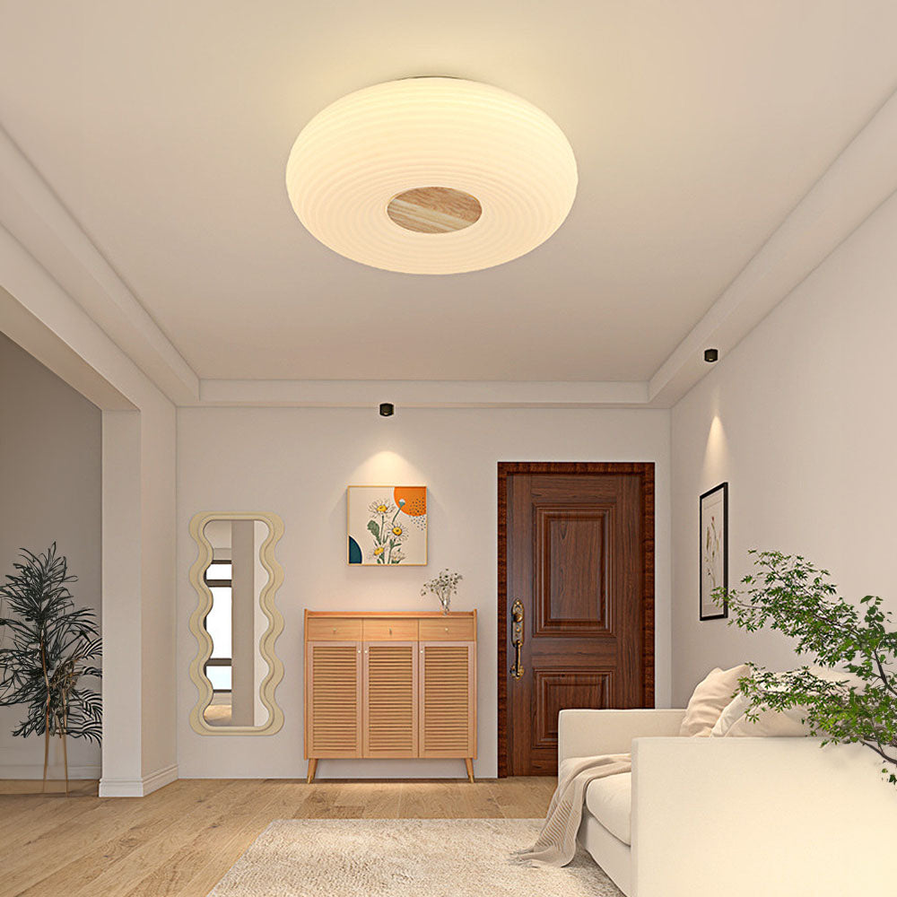 Plafondlamp Scandinavisch met Houtaccent en Ringpatroon