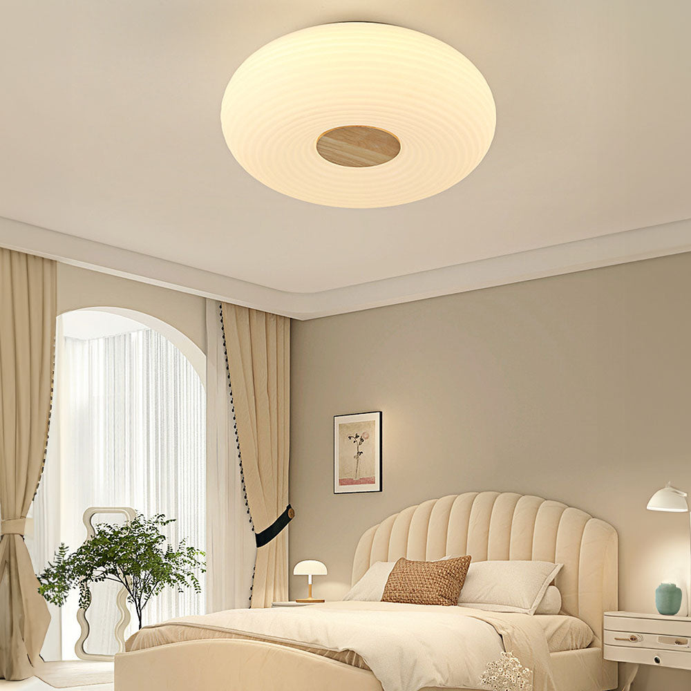 Plafondlamp Scandinavisch met Houtaccent en Ringpatroon