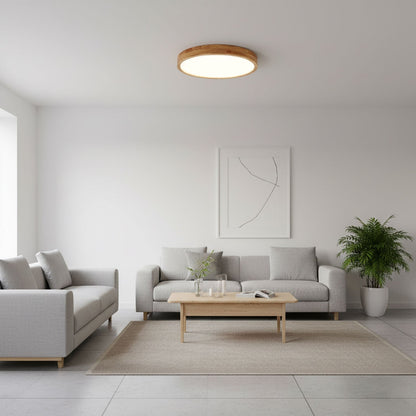 Plafondlamp Scandinavisch met Houten Rand en Geïntegreerd LED