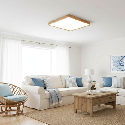 Plafondlamp Scandinavisch met Houten Rand en Geïntegreerd LED