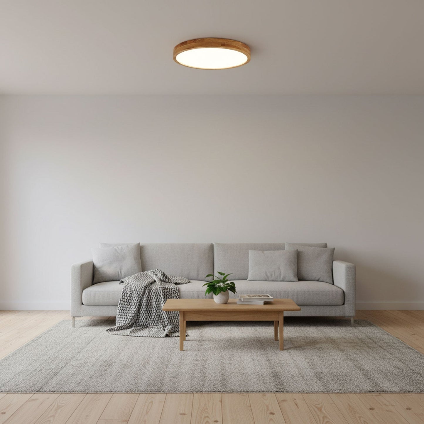 Plafondlamp Scandinavisch met Houten Rand en Geïntegreerd LED