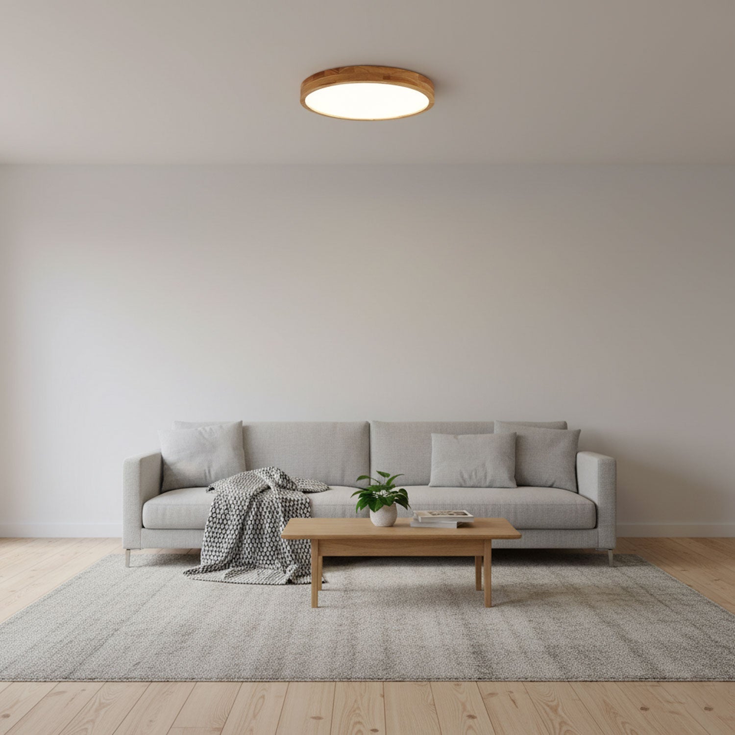 Plafondlamp Scandinavisch met Houten Rand en Geïntegreerd LED