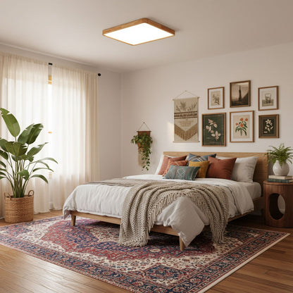 Plafondlamp Scandinavisch met Houten Rand en Geïntegreerd LED