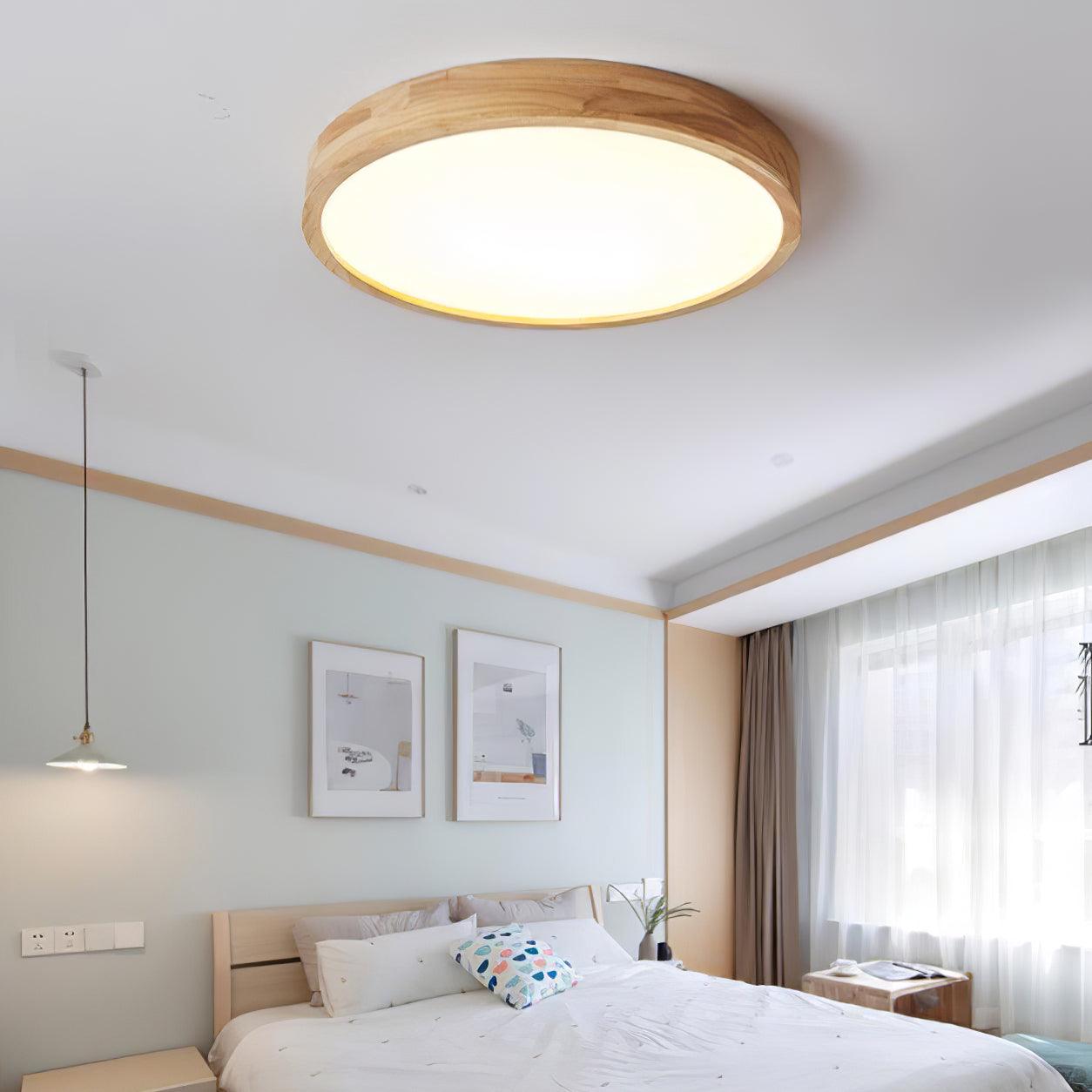 Plafondlamp Scandinavisch met Houten Rand en Geïntegreerd LED