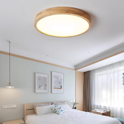 Plafondlamp Scandinavisch met Houten Rand en Geïntegreerd LED