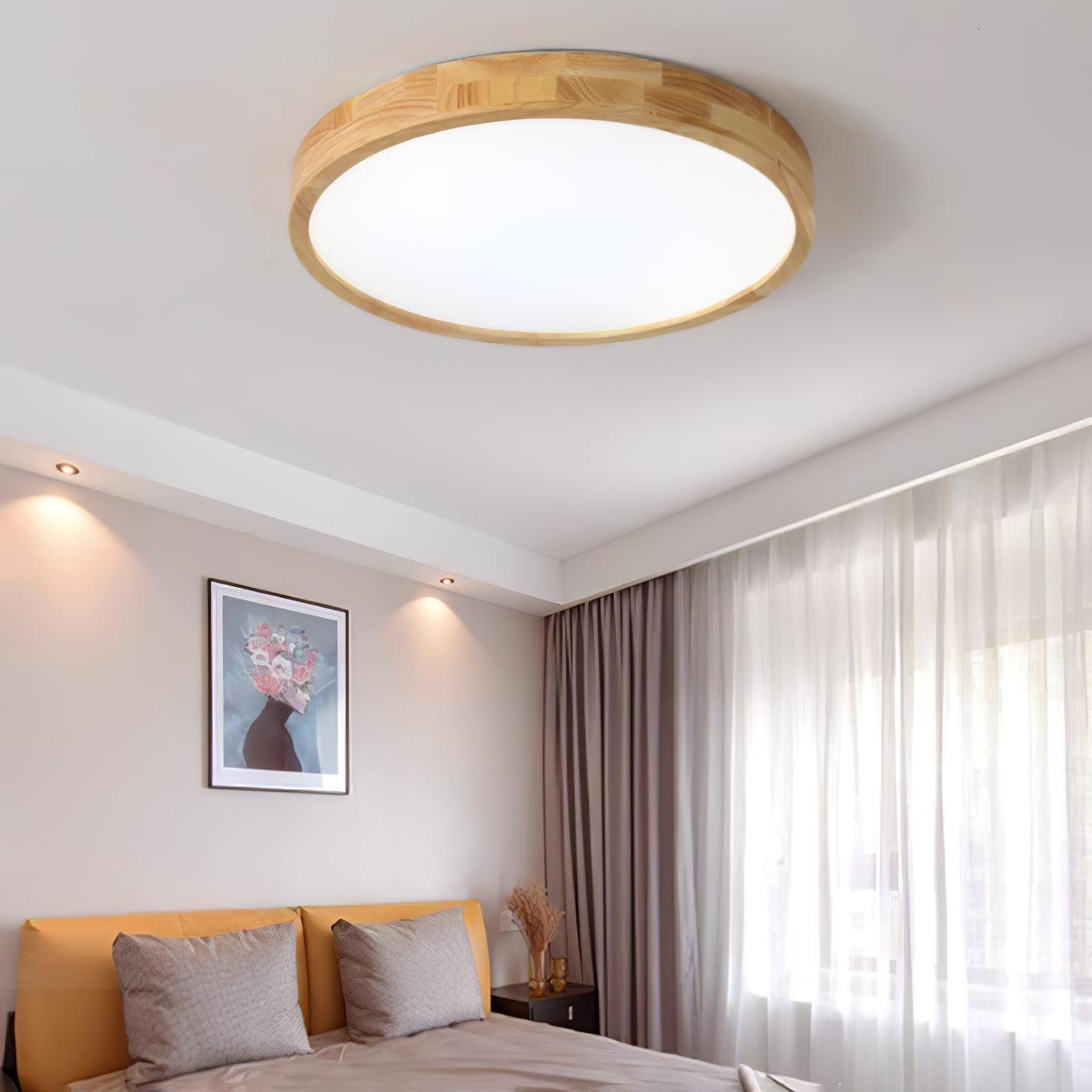 Plafondlamp Scandinavisch met Houten Rand en Geïntegreerd LED