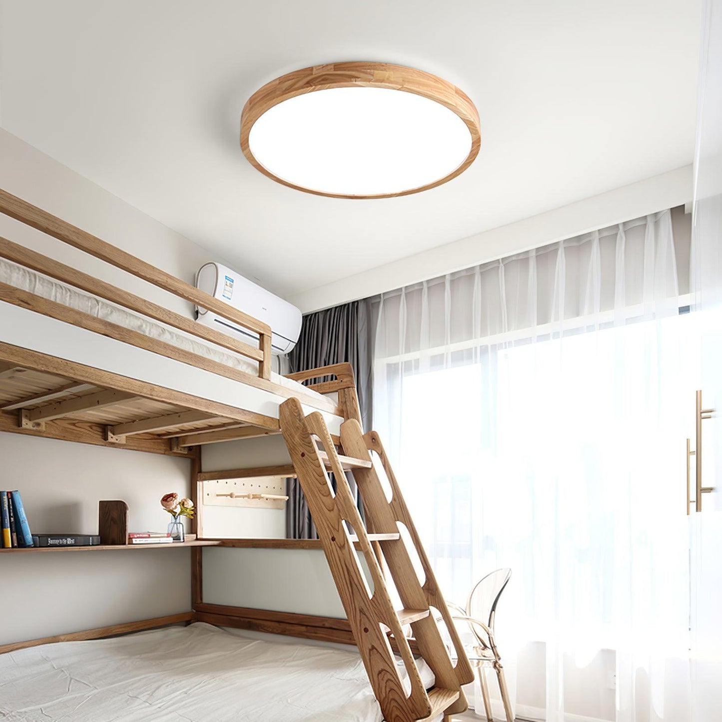 Plafondlamp Scandinavisch met Houten Rand en Geïntegreerd LED