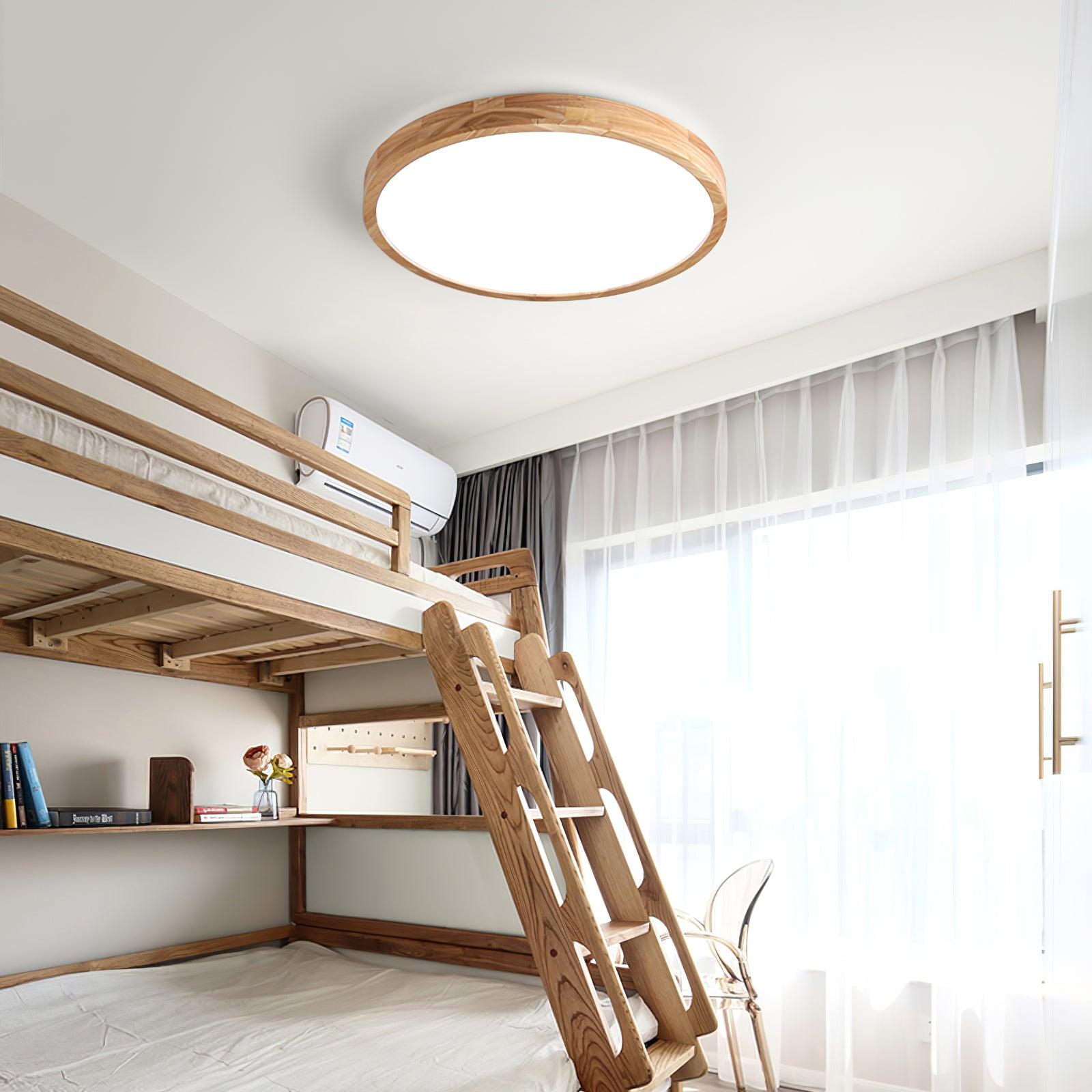 Plafondlamp Scandinavisch met Houten Rand en Geïntegreerd LED