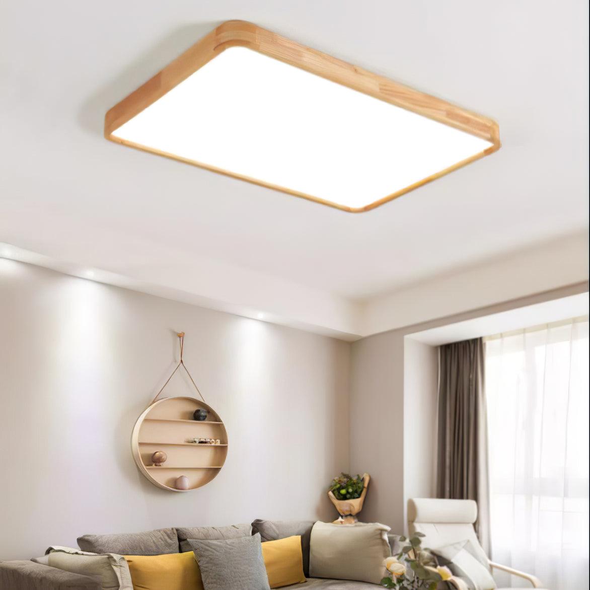 Plafondlamp Scandinavisch met Houten Rand en Geïntegreerd LED