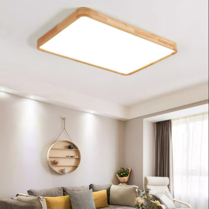 Plafondlamp Scandinavisch met Houten Rand en Geïntegreerd LED