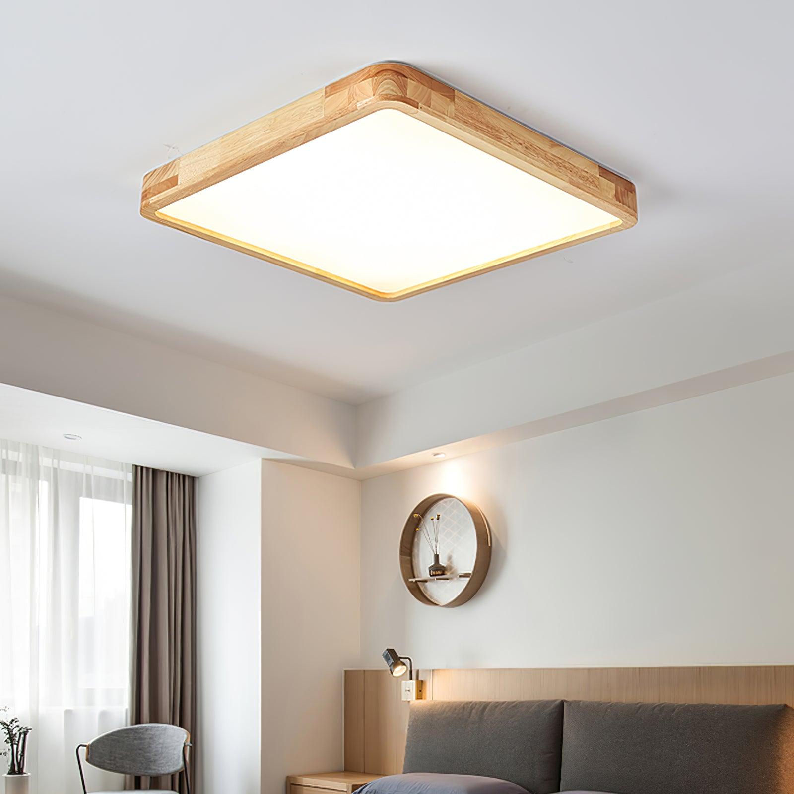 Plafondlamp Scandinavisch met Houten Rand en Geïntegreerd LED