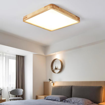 Plafondlamp Scandinavisch met Houten Rand en Geïntegreerd LED