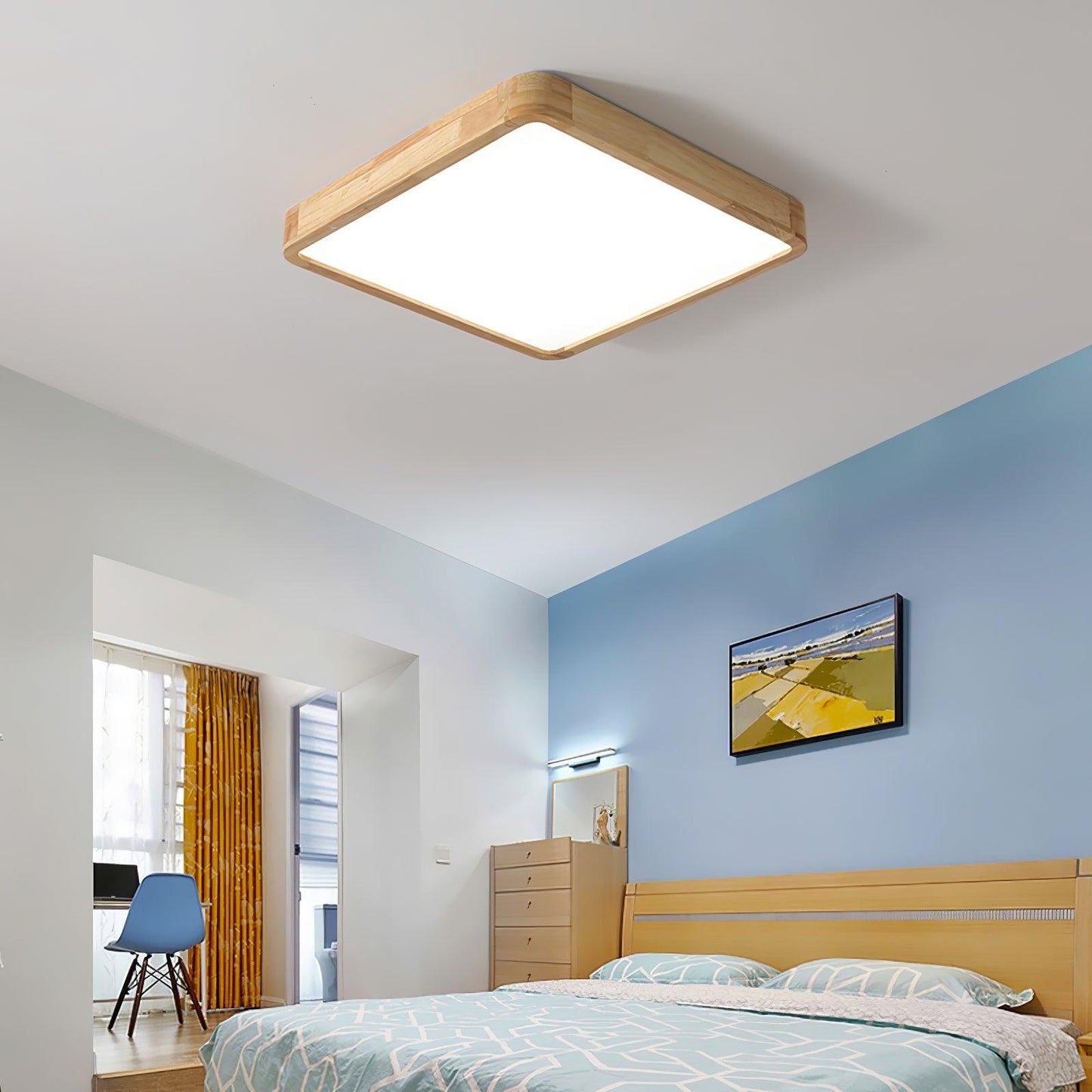 Plafondlamp Scandinavisch met Houten Rand en Geïntegreerd LED