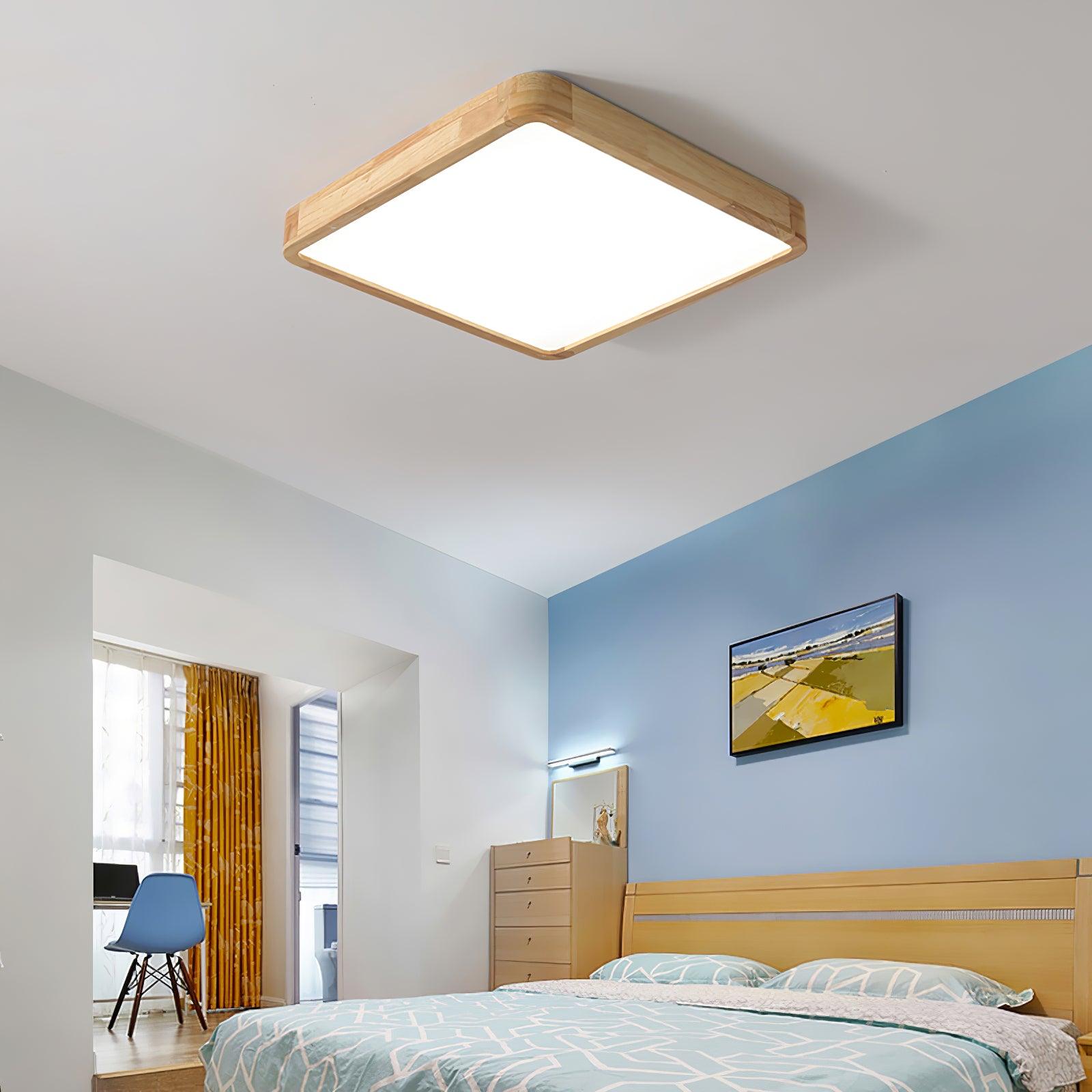 Plafondlamp Scandinavisch met Houten Rand en Geïntegreerd LED