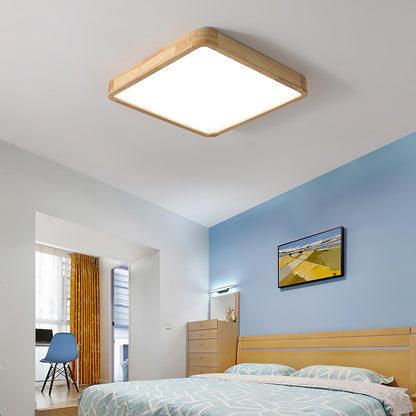 Plafondlamp Scandinavisch met Houten Rand en Geïntegreerd LED