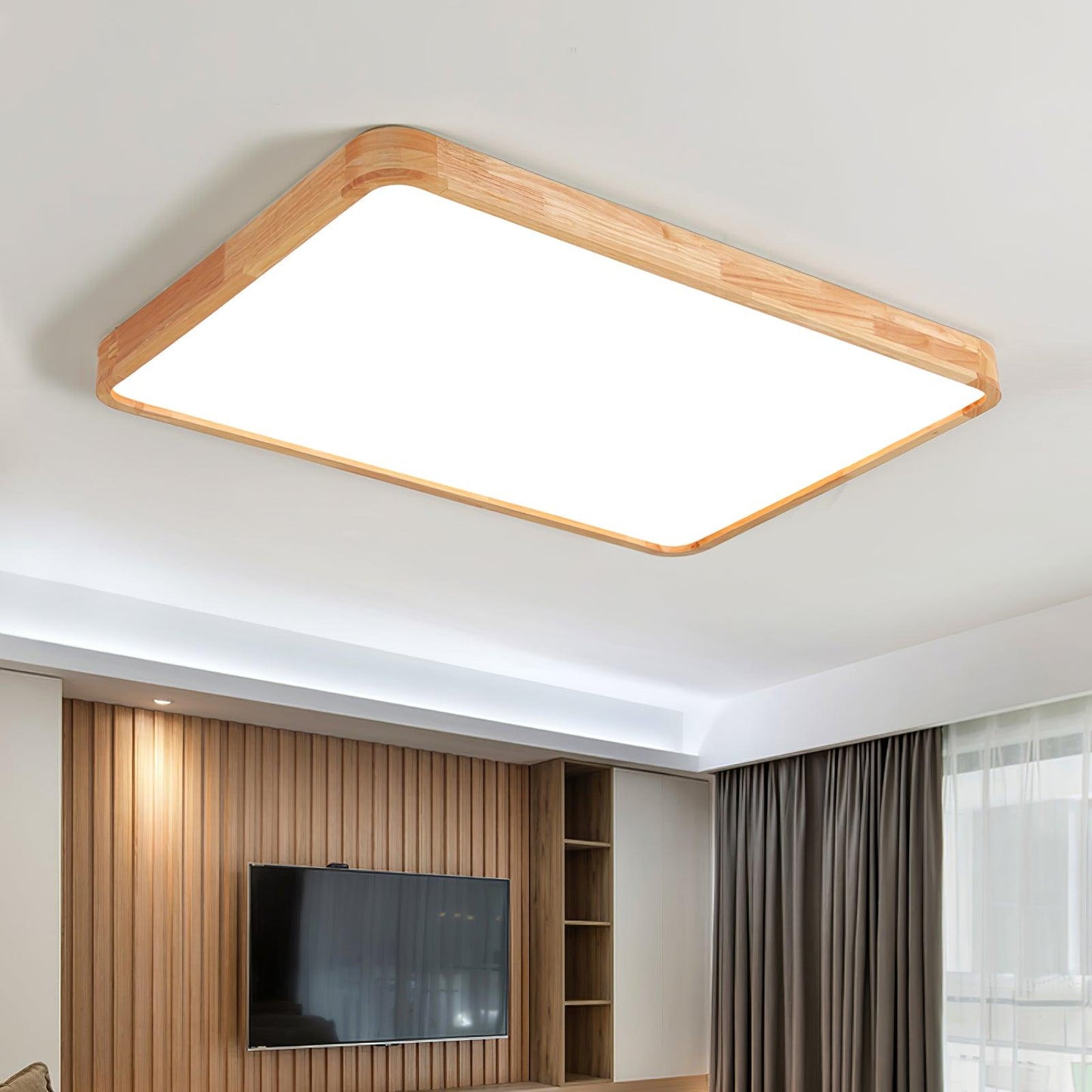Plafondlamp Scandinavisch met Houten Rand en Geïntegreerd LED
