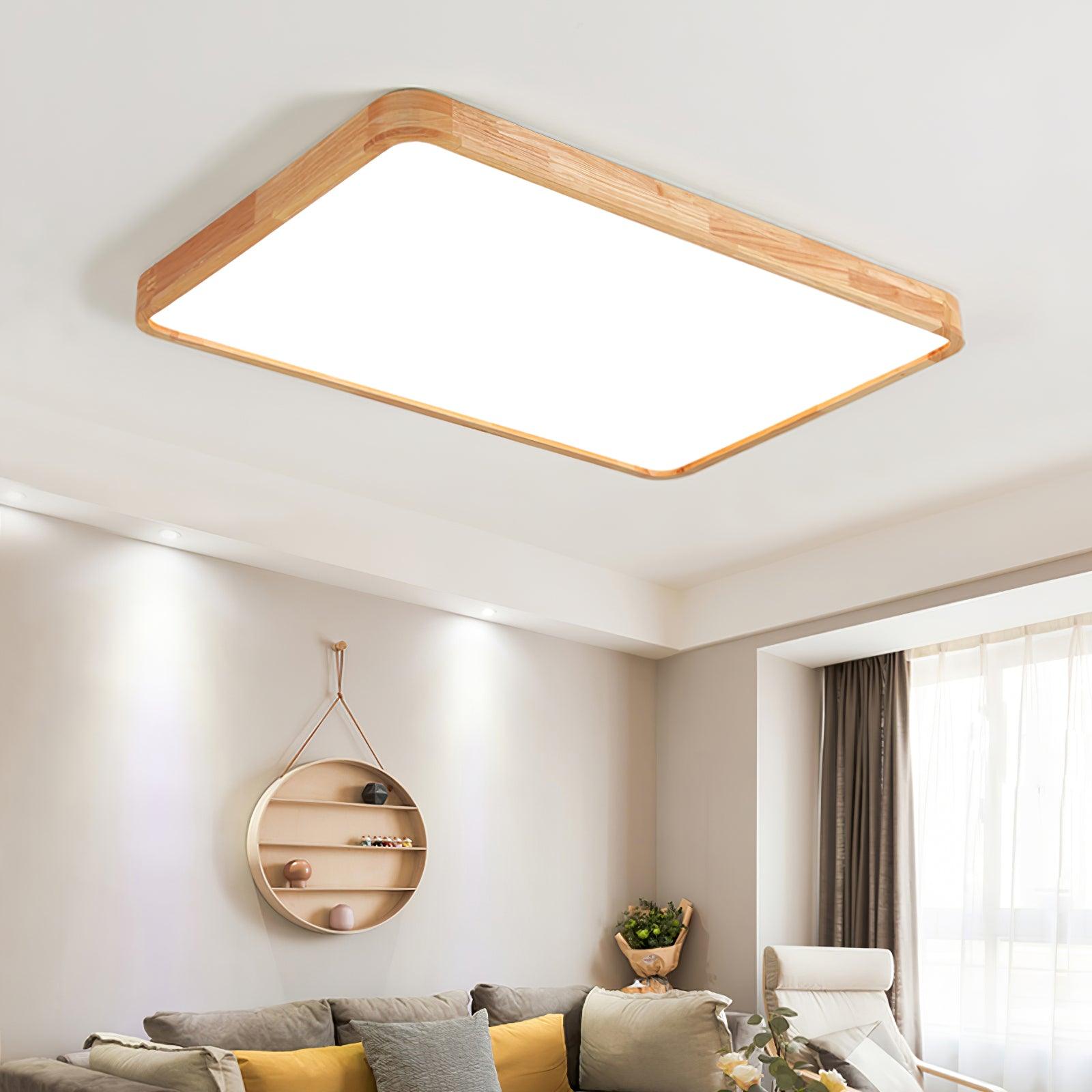 Plafondlamp Scandinavisch met Houten Rand en Geïntegreerd LED