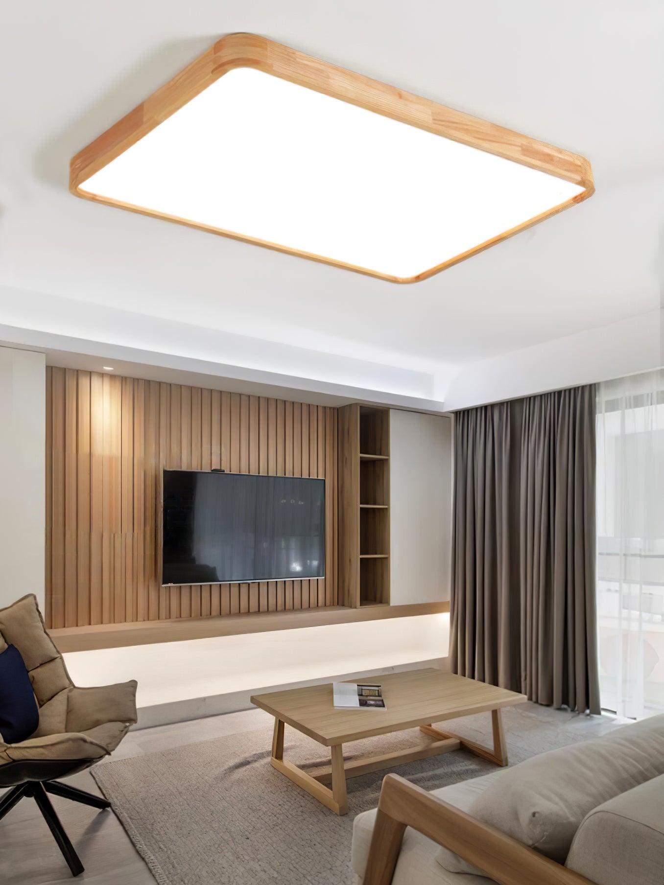 Plafondlamp Scandinavisch met Houten Rand en Geïntegreerd LED