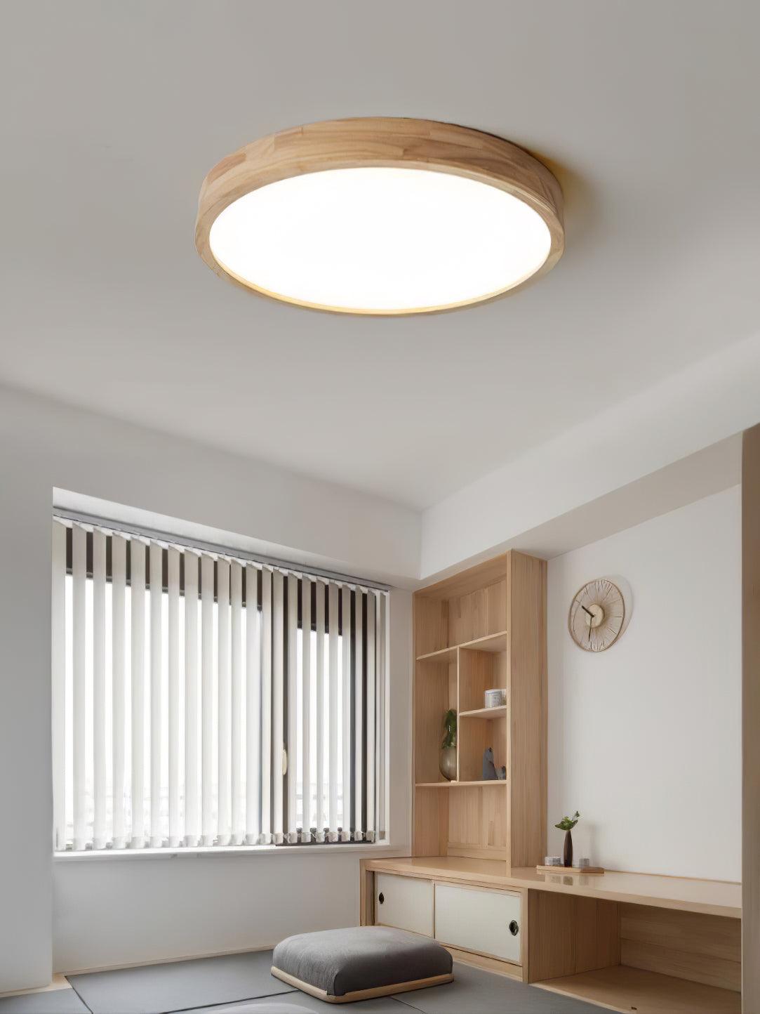 Plafondlamp Scandinavisch met Houten Rand en Geïntegreerd LED