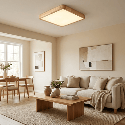 Plafondlamp Scandinavisch met Houten Rand en Geïntegreerd LED