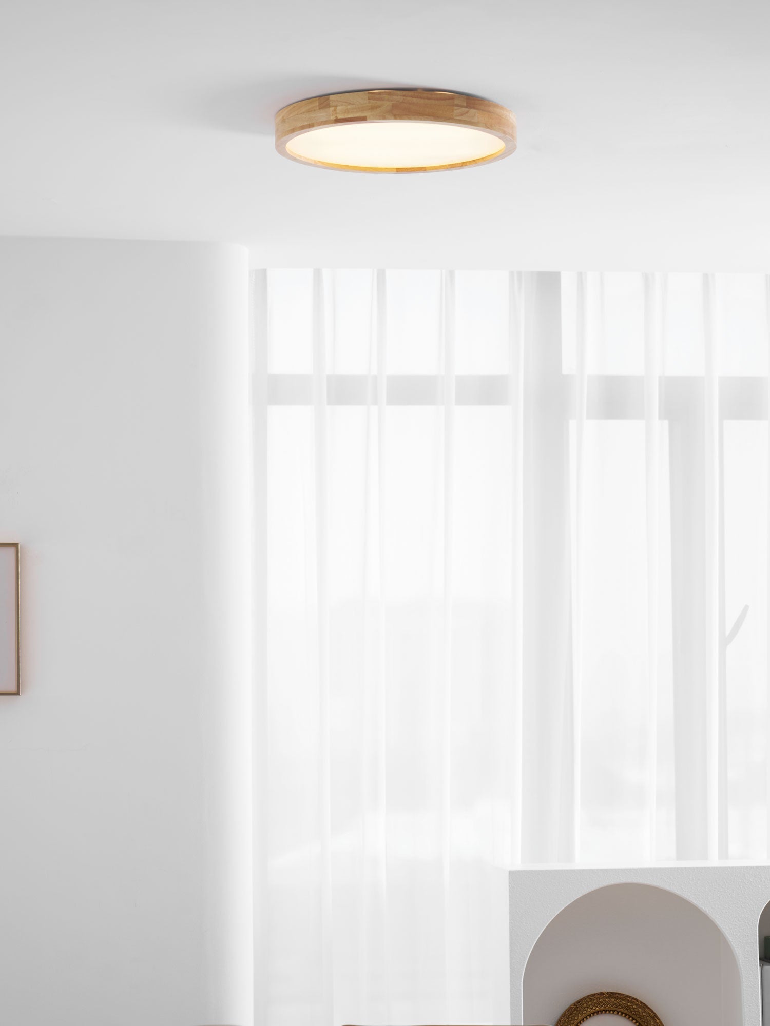 Plafondlamp Scandinavisch met Houten Rand en Geïntegreerd LED