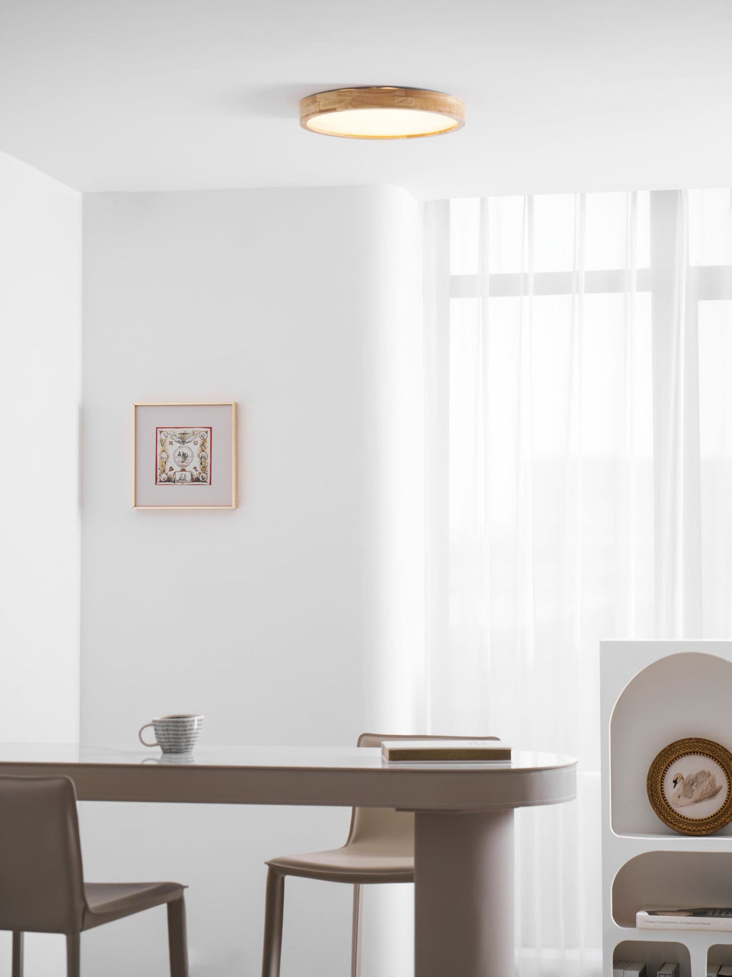 Plafondlamp Scandinavisch met Houten Rand en Geïntegreerd LED ##POS:72##