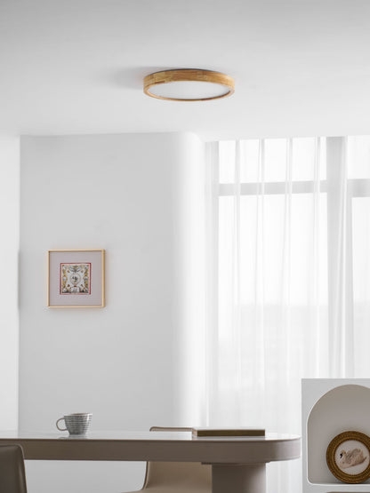 Plafondlamp Scandinavisch met Houten Rand en Geïntegreerd LED