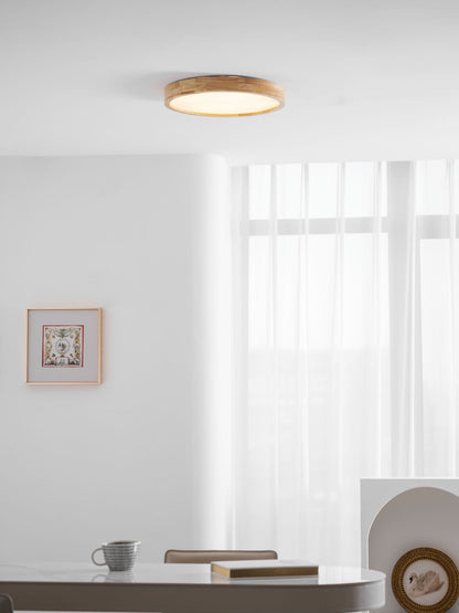 Plafondlamp Scandinavisch met Houten Rand en Geïntegreerd LED