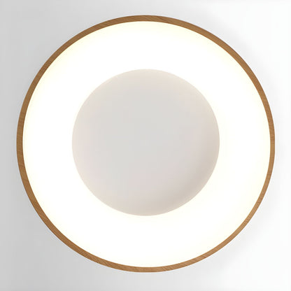 Plafondlamp Scandinavisch met Houtlook Rand en Geïntegreerde LED