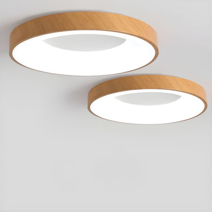 Plafondlamp Scandinavisch met Houtlook Rand en Geïntegreerde LED