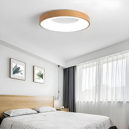 Plafondlamp Scandinavisch met Houtlook Rand en Geïntegreerde LED