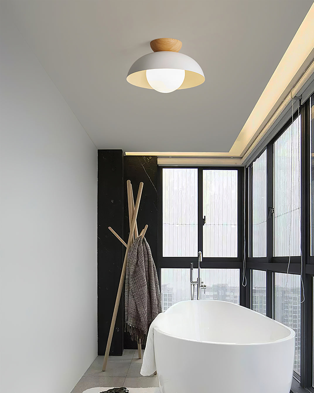 Plafondlamp Scandinavisch met Koepelkap en Glazen Bol, Ø30 cm