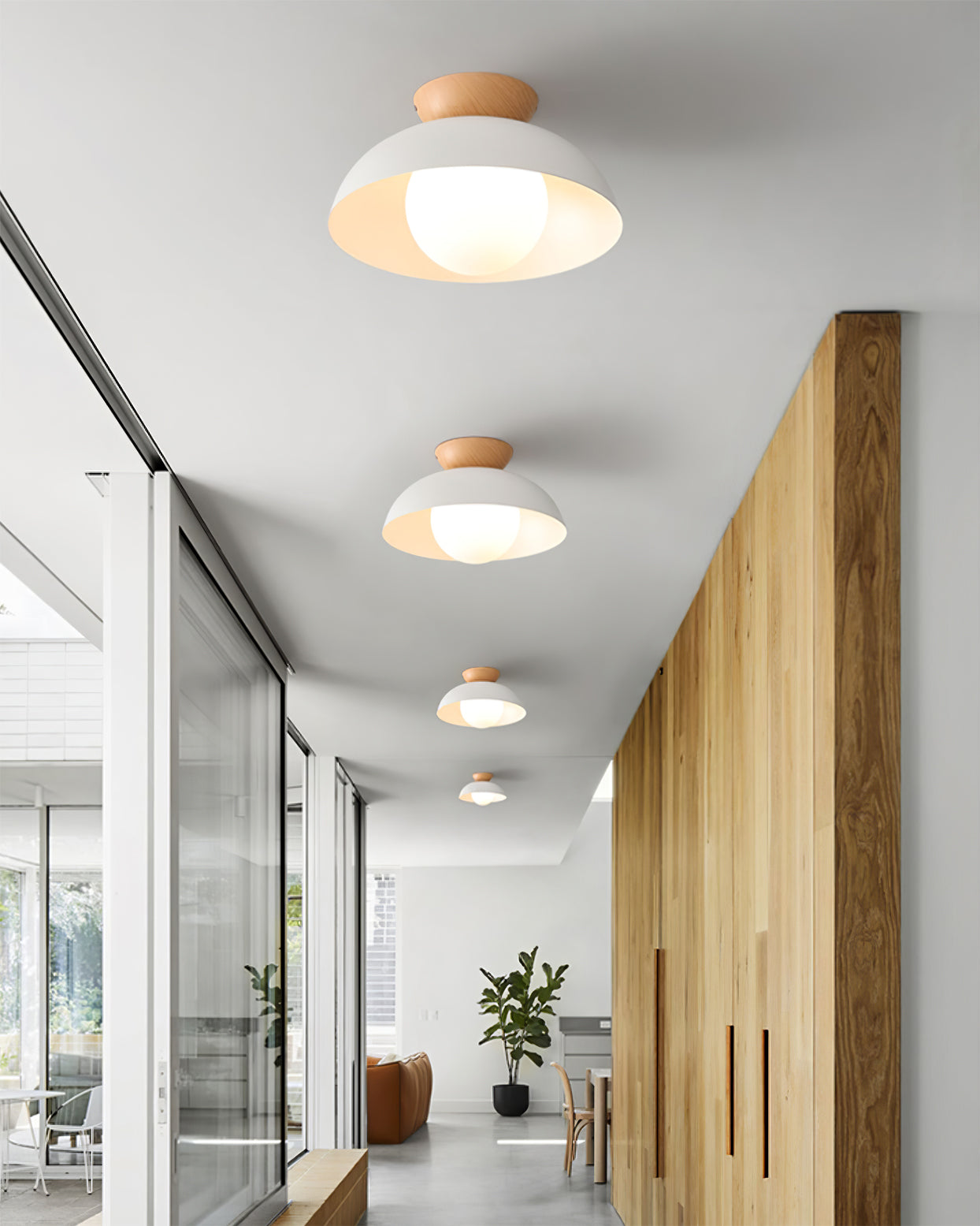 Plafondlamp Scandinavisch met Koepelkap en Glazen Bol, Ø30 cm
