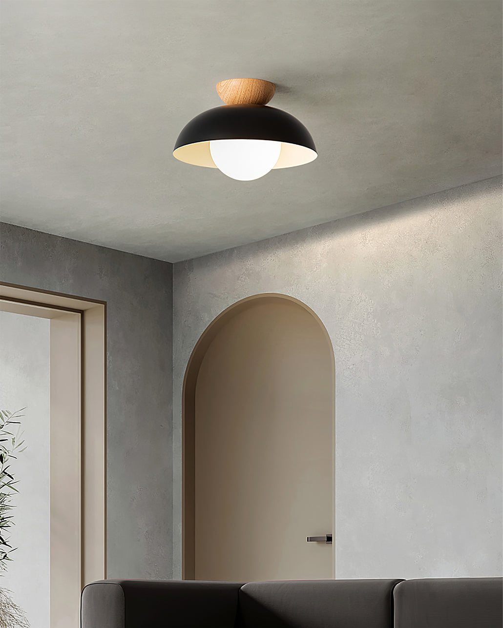 Plafondlamp Scandinavisch met Koepelkap en Glazen Bol, Ø30 cm ##POS:6##