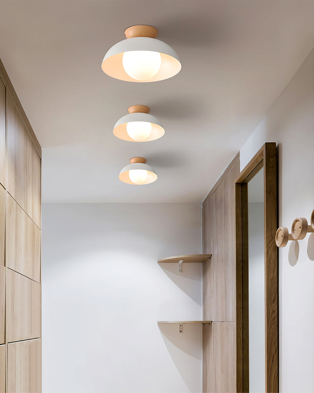 Plafondlamp Scandinavisch met Koepelkap en Glazen Bol, Ø30 cm