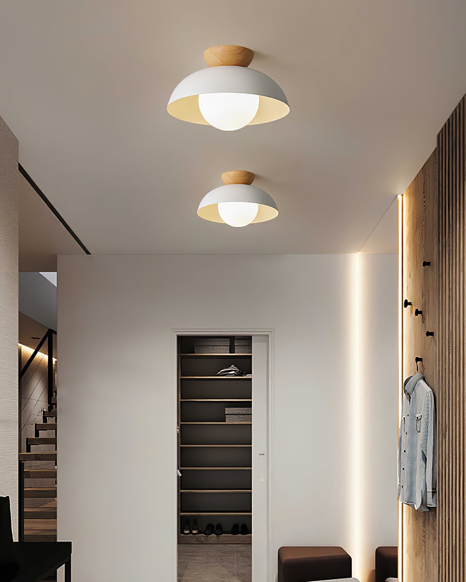Plafondlamp Scandinavisch met Koepelkap en Glazen Bol, Ø30 cm