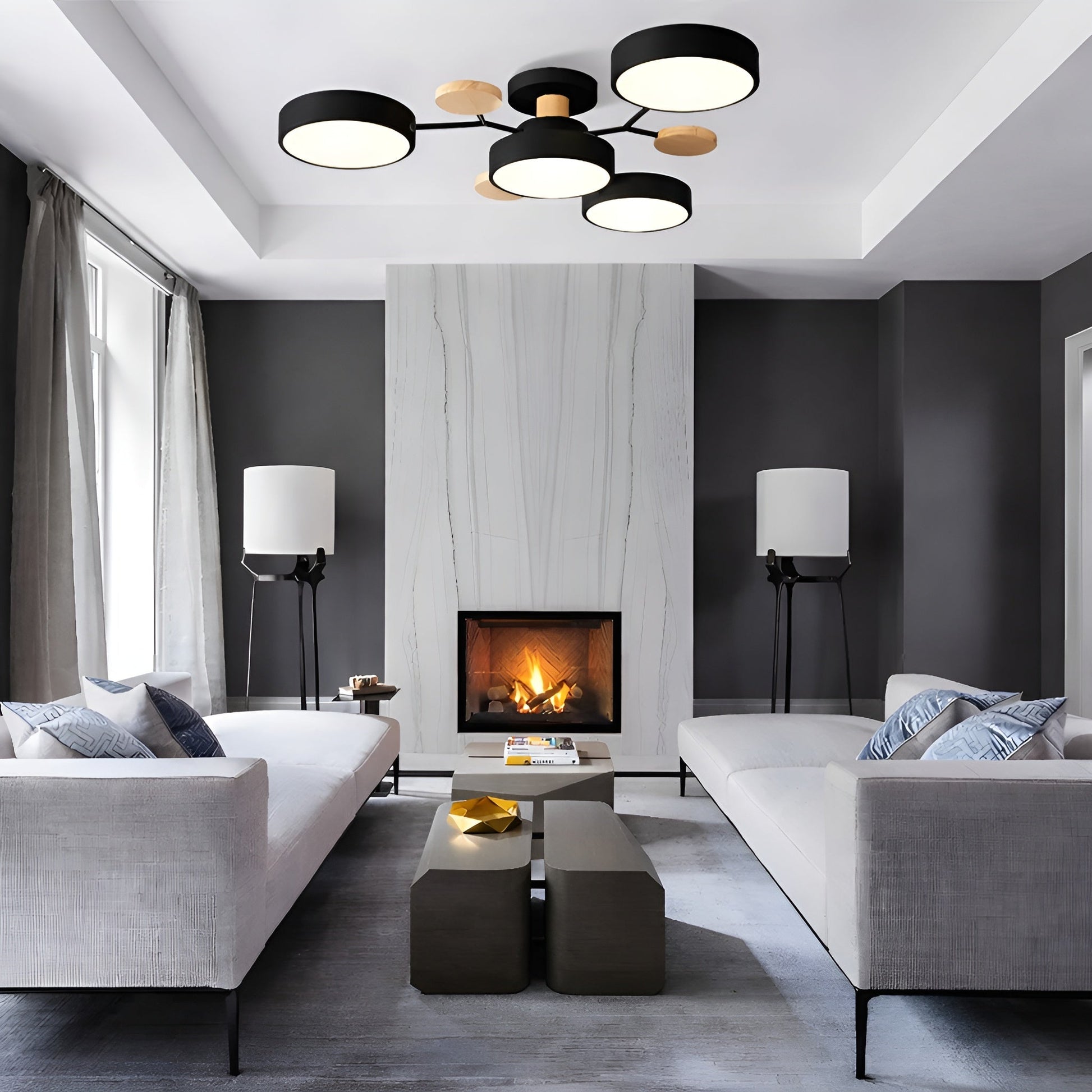 Plafondlamp Scandinavisch met Multi-Arm Design en Geïntegreerde LED