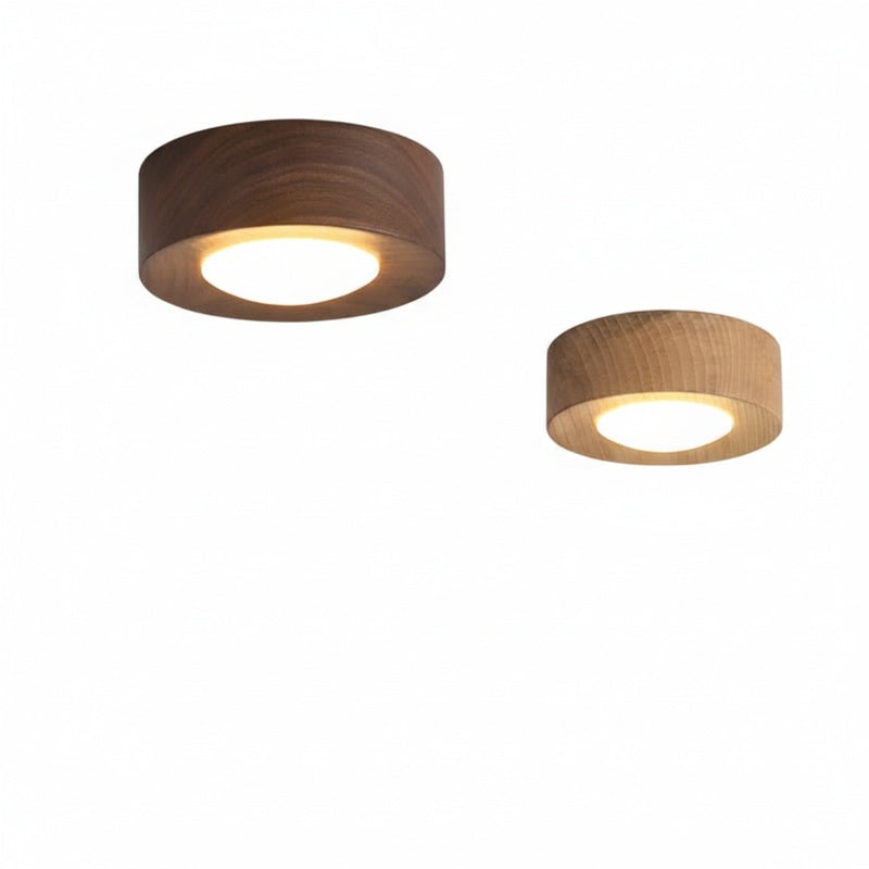 Plafondlamp Scandinavisch met Ronde Houten Kap en Geïntegreerde LED