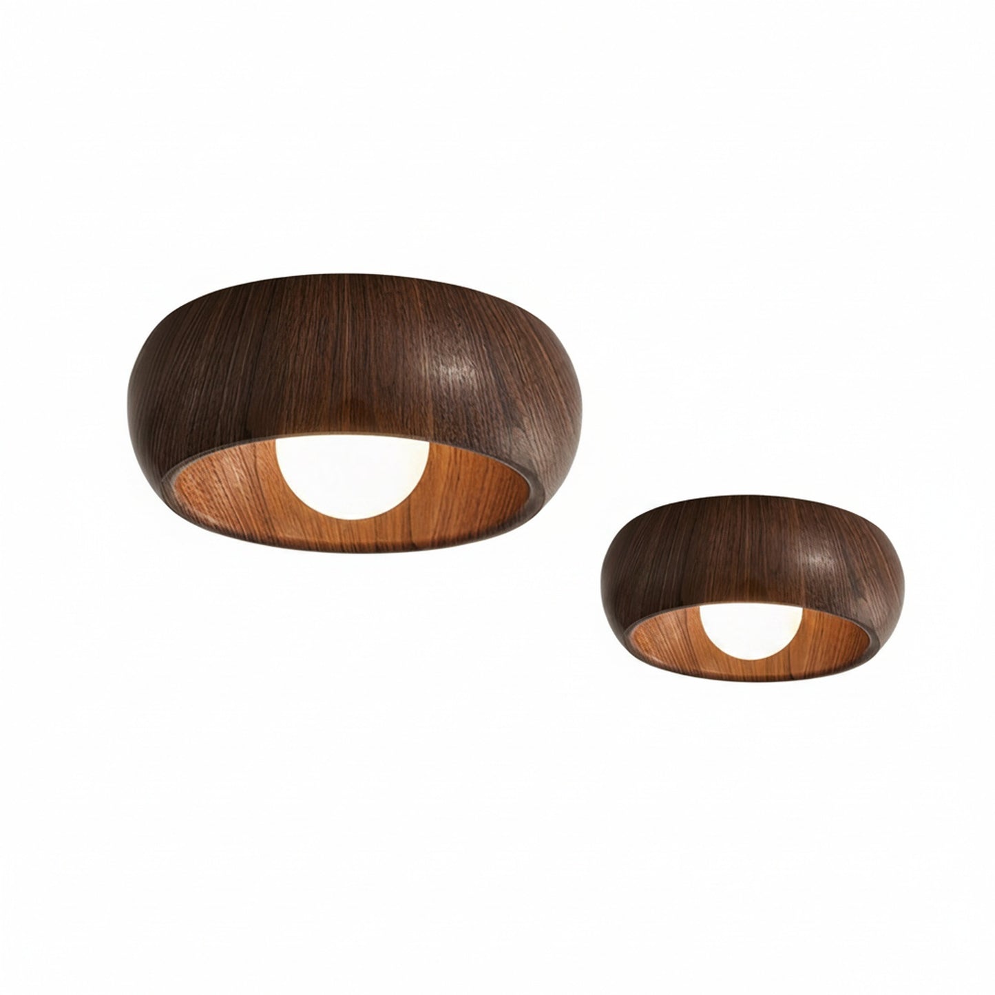 Plafondlamp Scandinavisch met Ronde Houten Kap en Ingebouwde LED