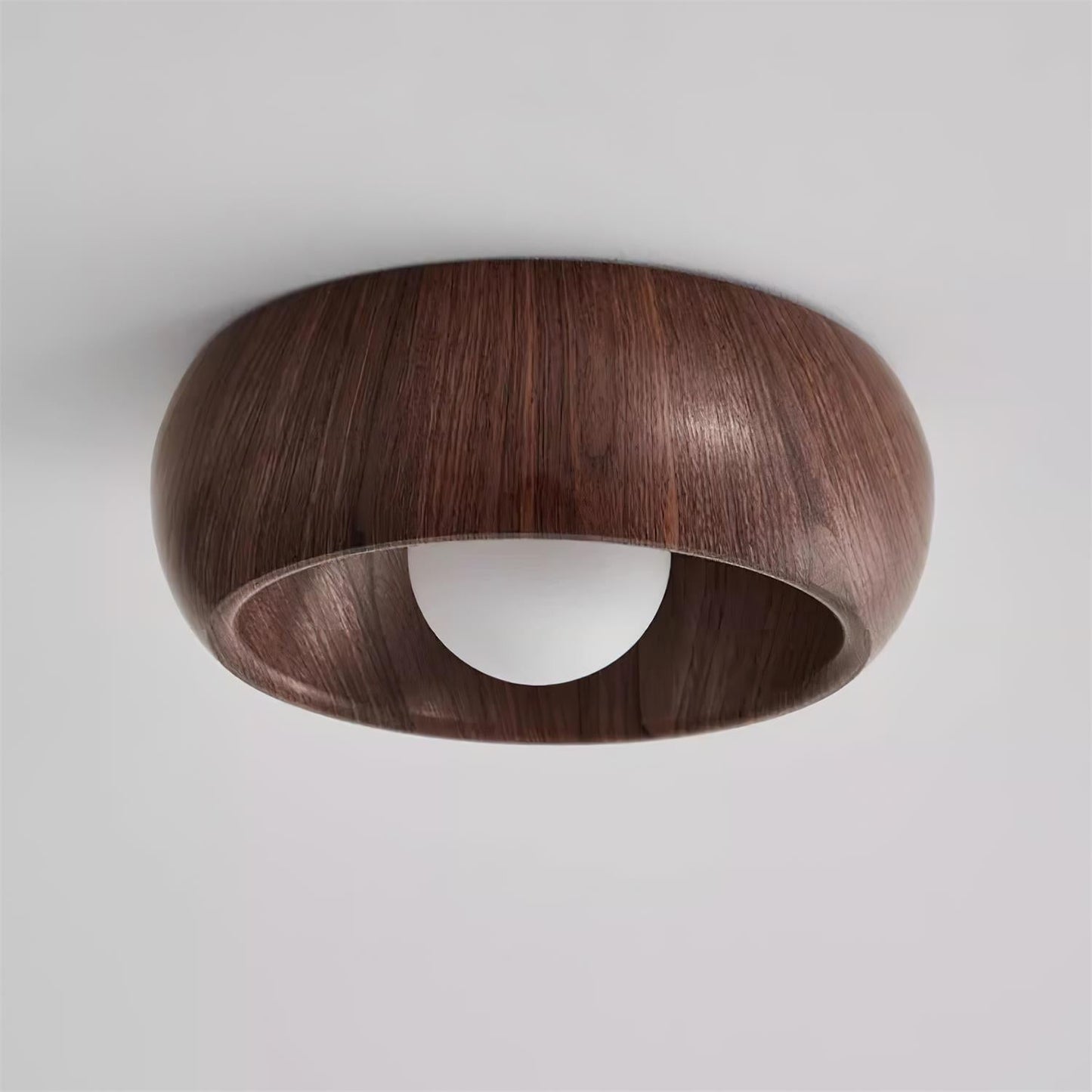 Plafondlamp Scandinavisch met Ronde Houten Kap en Ingebouwde LED