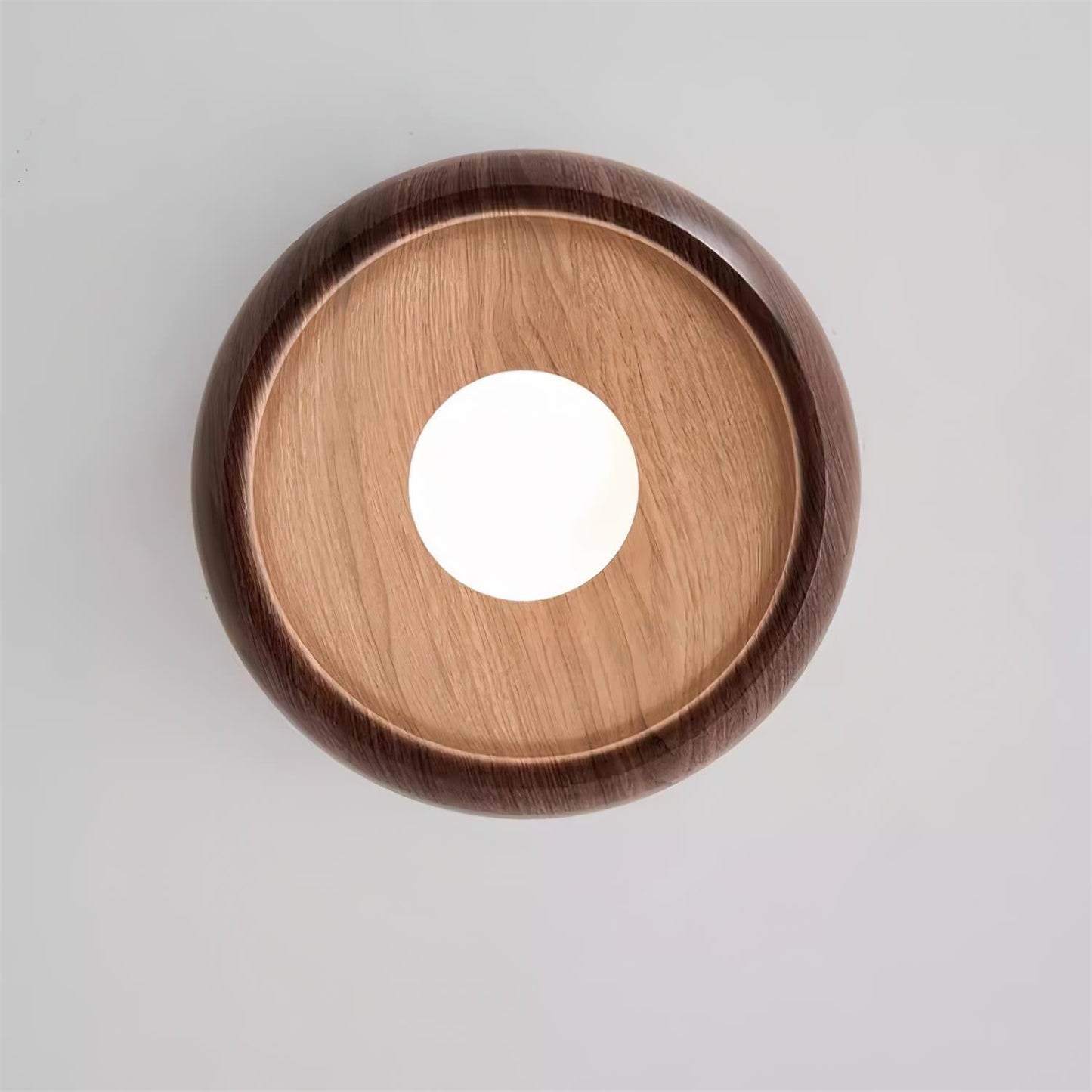 Plafondlamp Scandinavisch met Ronde Houten Kap en Ingebouwde LED