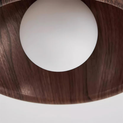 Plafondlamp Scandinavisch met Ronde Houten Kap en Ingebouwde LED