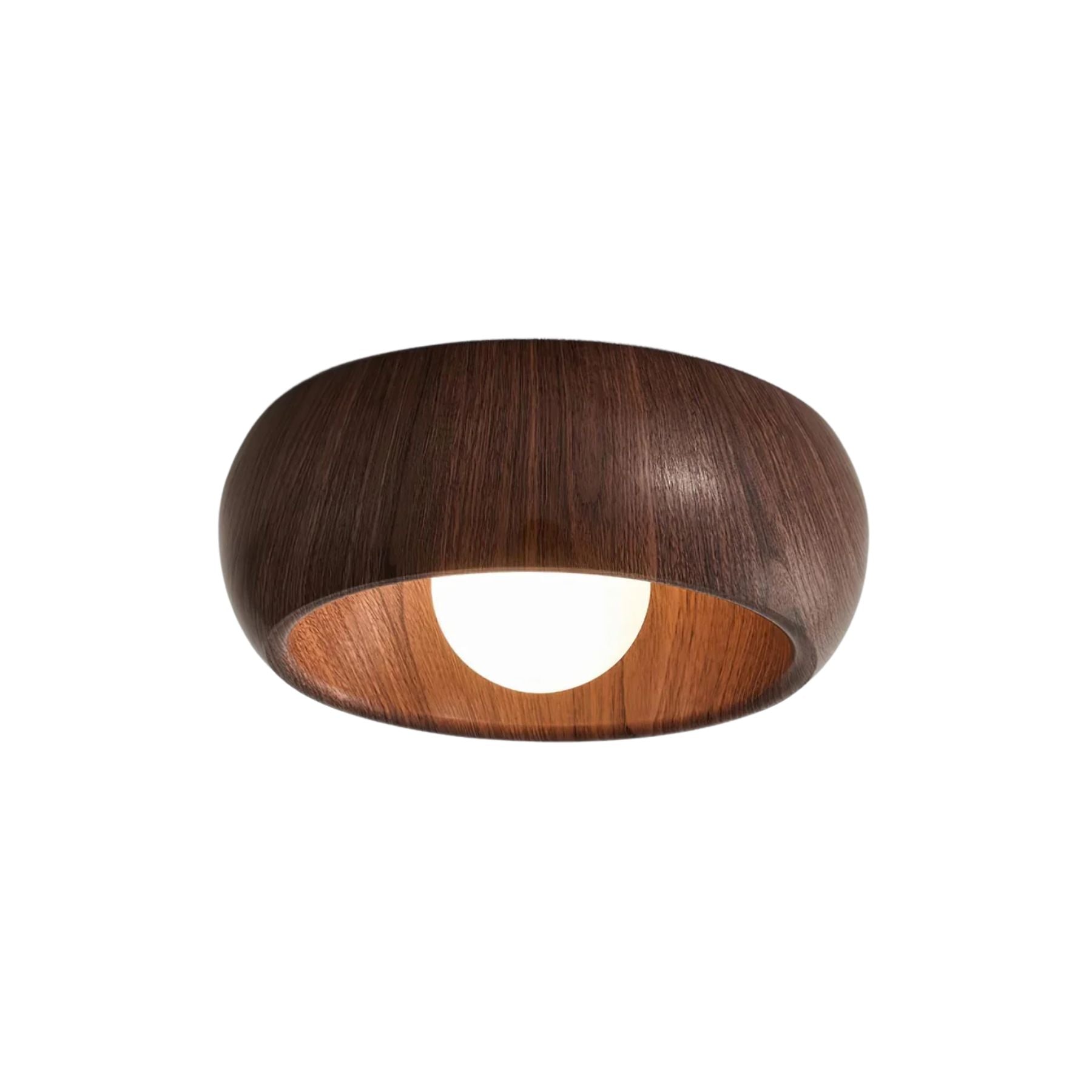 Plafondlamp Scandinavisch met Ronde Houten Kap en Ingebouwde LED