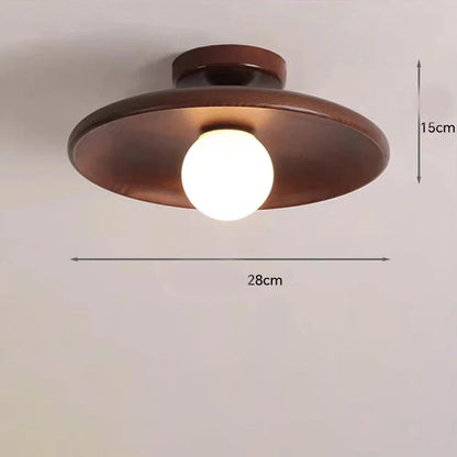 Plafondlamp Scandinavisch met Ronde Houten Kap en LED Lichtbron