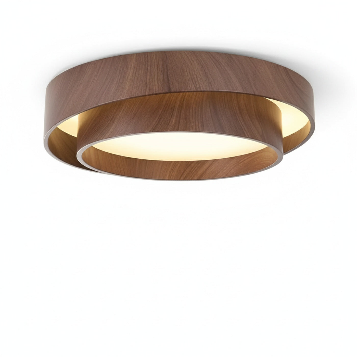 Plafondlamp Scandinavisch met Ronde Houten Ring en Verschoven Design