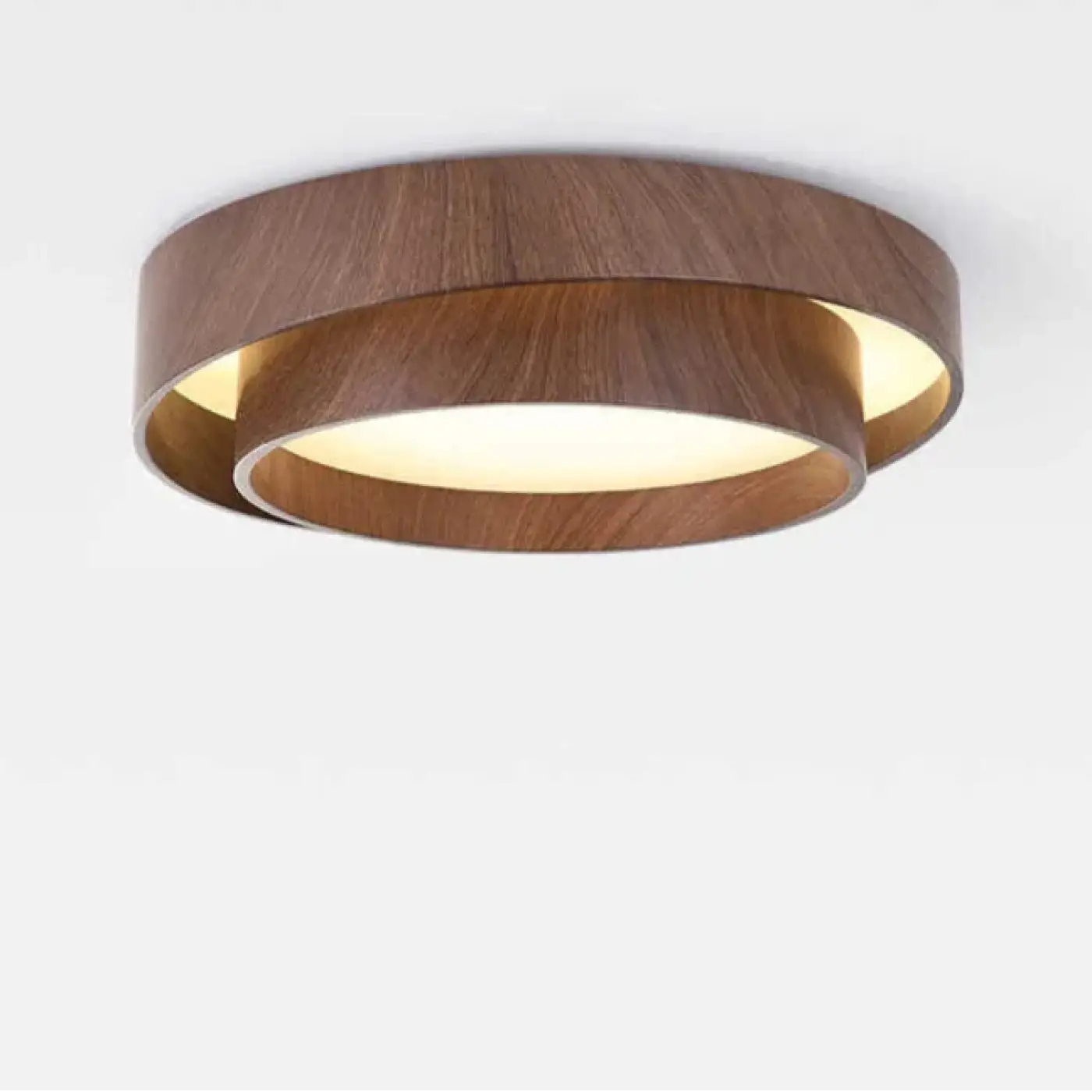 Plafondlamp Scandinavisch met Ronde Houten Ring en Verschoven Design