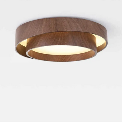 Plafondlamp Scandinavisch met Ronde Houten Ring en Verschoven Design