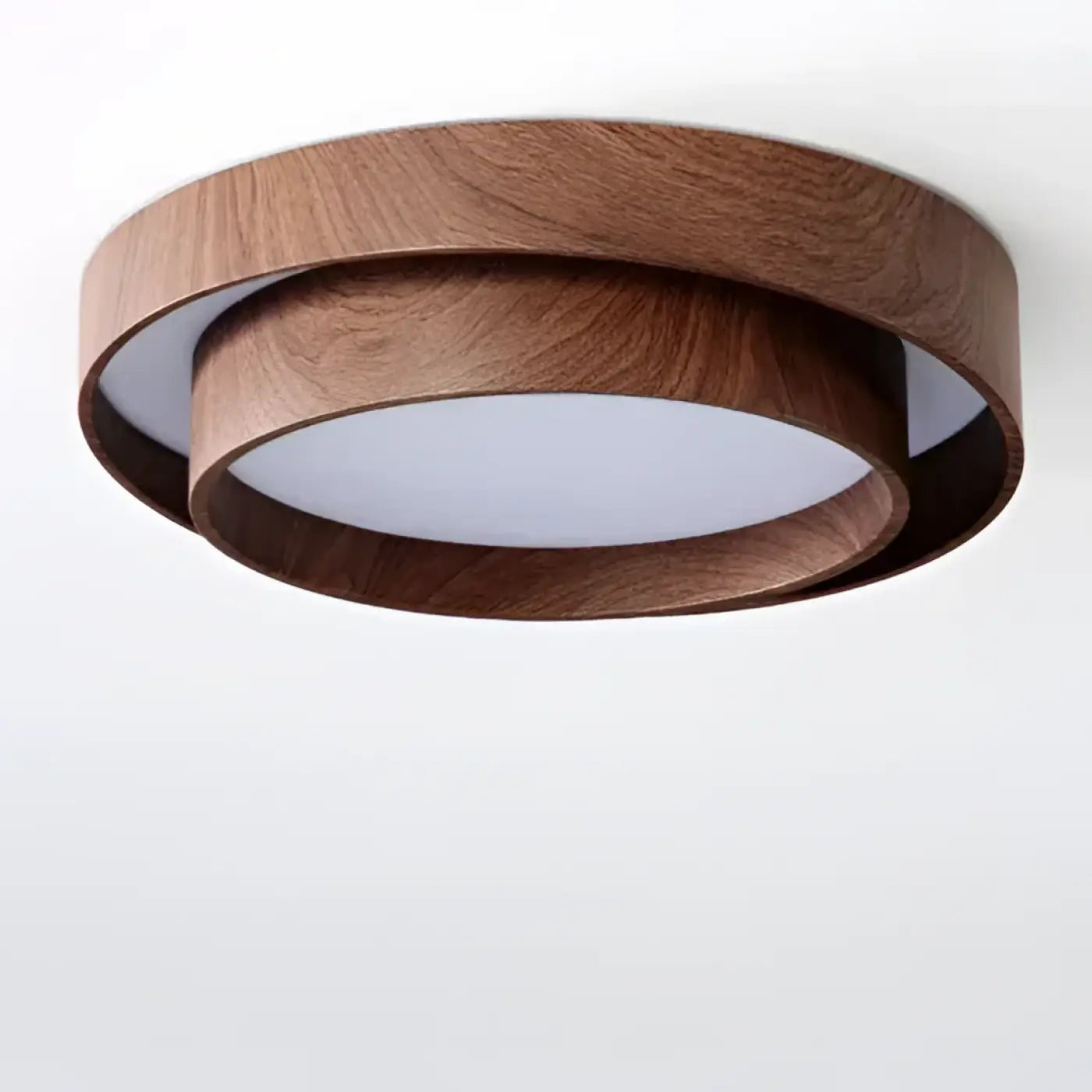 Plafondlamp Scandinavisch met Ronde Houten Ring en Verschoven Design
