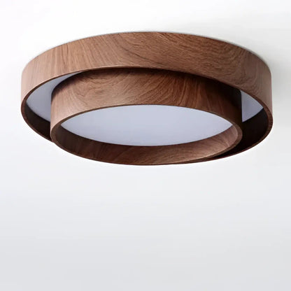 Plafondlamp Scandinavisch met Ronde Houten Ring en Verschoven Design