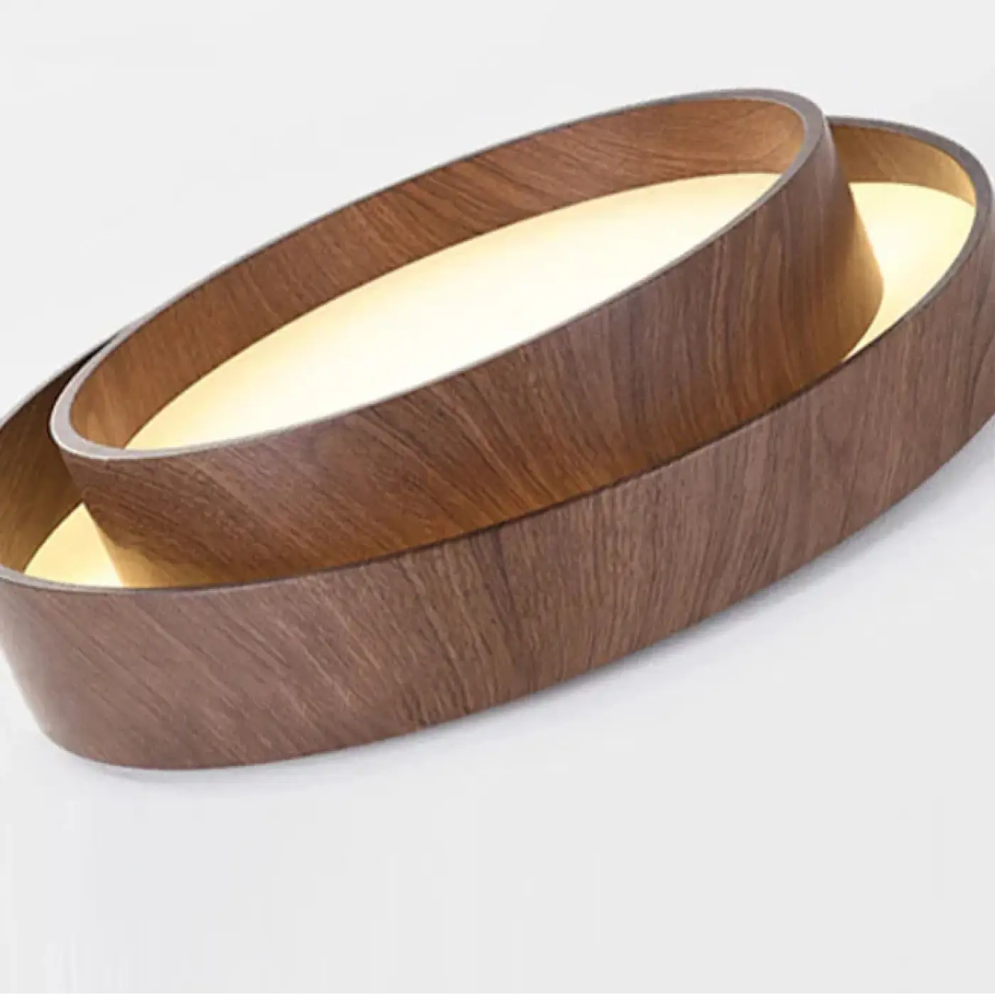 Plafondlamp Scandinavisch met Ronde Houten Ring en Verschoven Design
